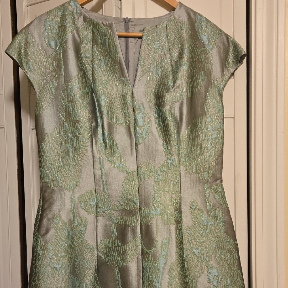Escada Mint Green and Silver Midi Dress